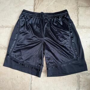 AND1 Black Shimmer Dazzle Hoop Shorts Mens XL Vintage Y2K 90s Rare Baggy
